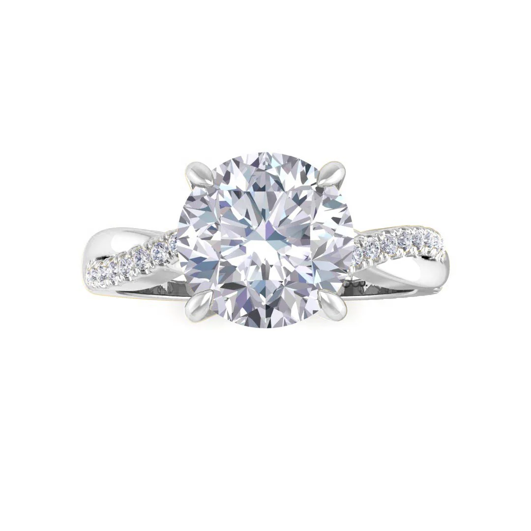 18k White Gold 2.0ct Round Brilliant Lab Diamond Entwined Band Engagement Ring 2.15tdw