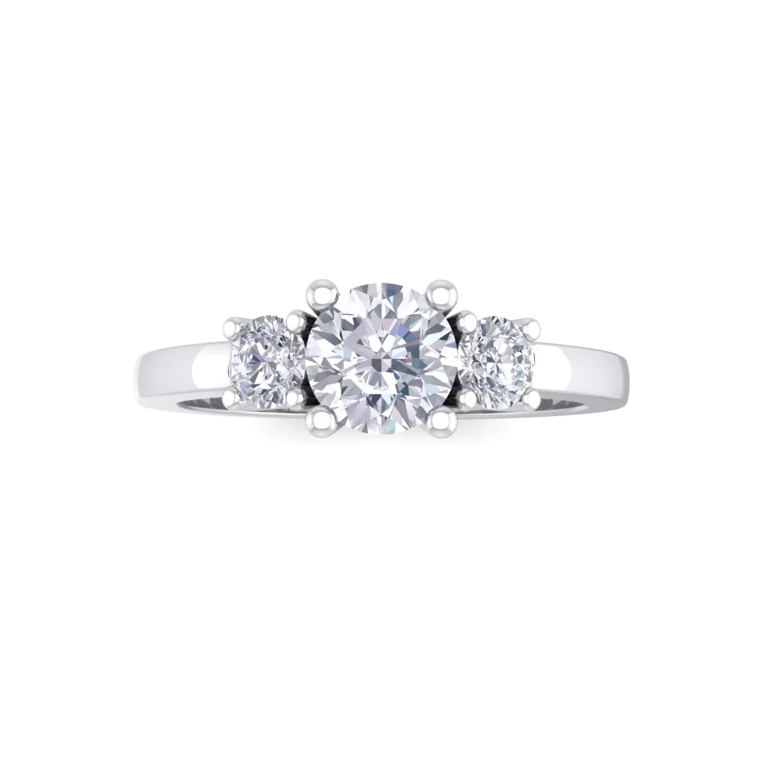 9k White Gold 0.5ct Round Brilliant Diamond Trilogy Engagement Ring 0.75tdw