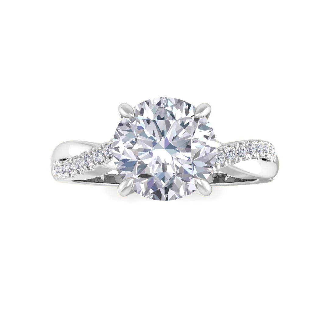 9k White Gold 1.5ct Round Brilliant Diamond Entwined Band Engagement Ring 1.65tdw