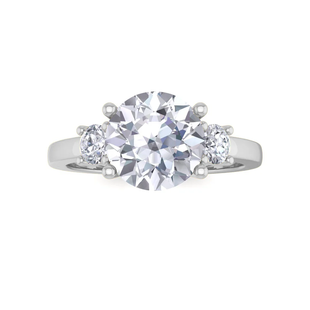 9k White Gold 1.5ct Round Brilliant Diamond Trilogy Engagement Ring 1.75tdw