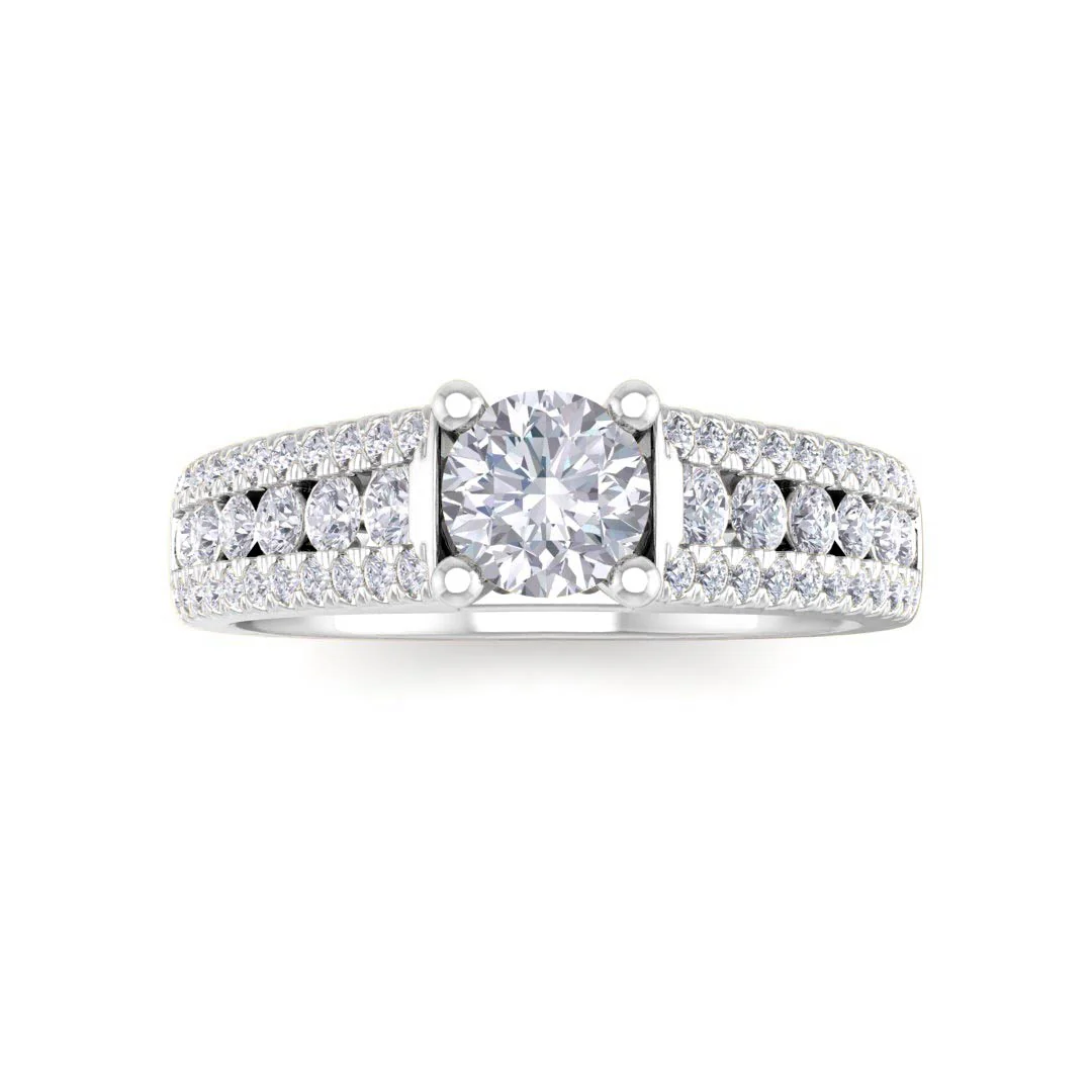 Platinum 0.33ct Round Brilliant Diamond Solitaire with Accent Shoulders Engagement Ring 0.83tdw