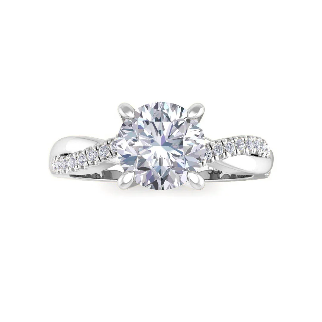 Platinum 1.0ct Round Brilliant Moissanite Entwined Band Engagement Ring 0.15tdw