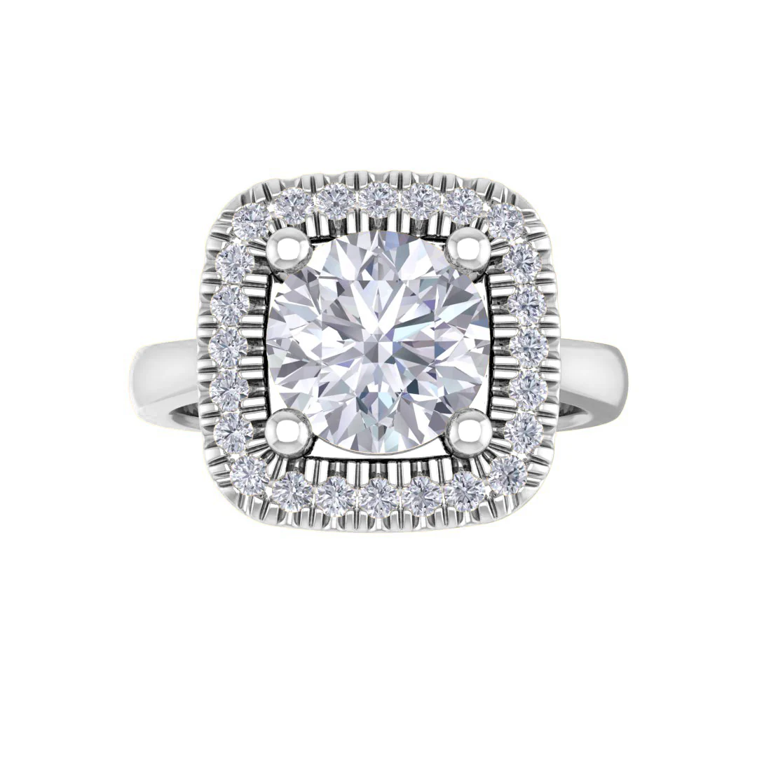 Platinum 1.5ct Round Brilliant Lab Diamond Halo Engagement Ring 1.63tdw